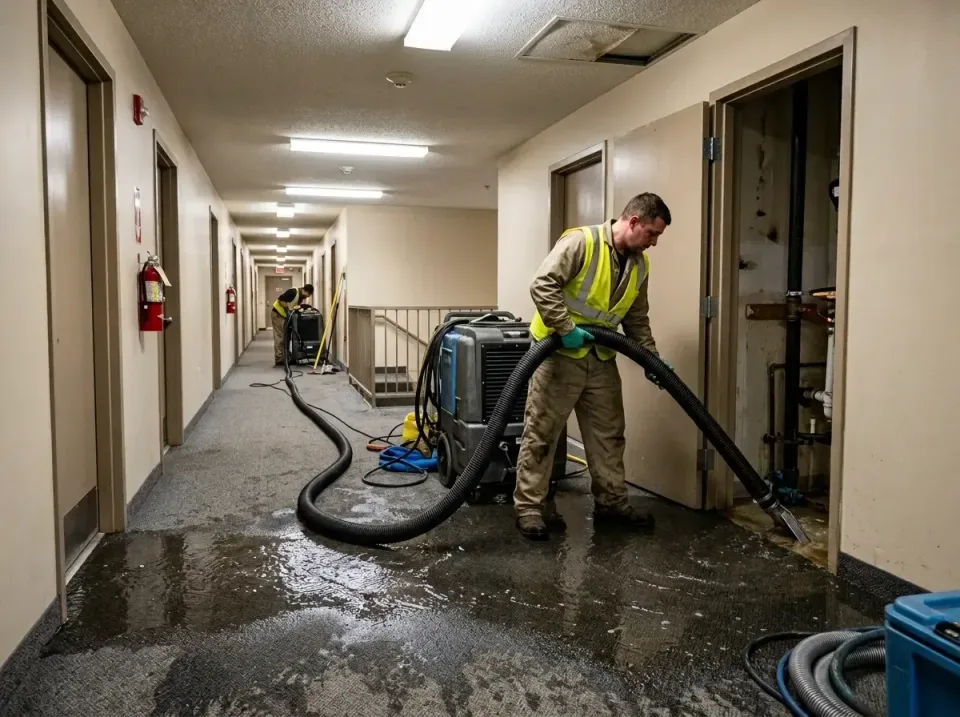 multi-unit-apartment-hallway-f-005 — frequently asked questions, Emergency Burst Pipe Water Extraction & Removal in Pen Argy…